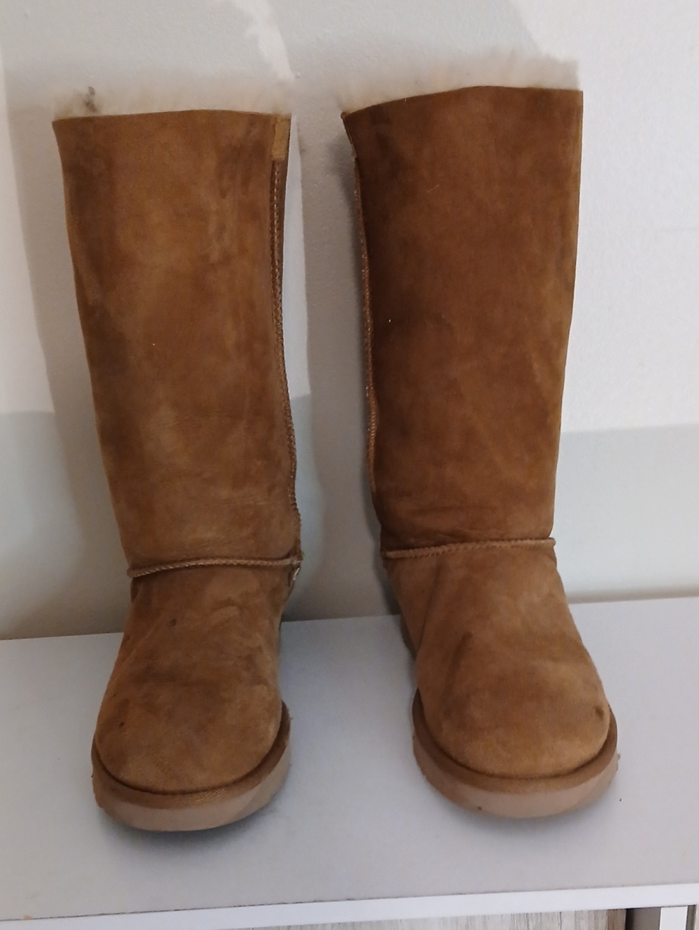 UGG Chestnut Suede Mid-Calf Shearling Boots